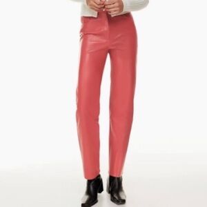 Wilfred Aritzia High Rise Straight Leg Rosey Red Faux Colorful Leather Pants (4)